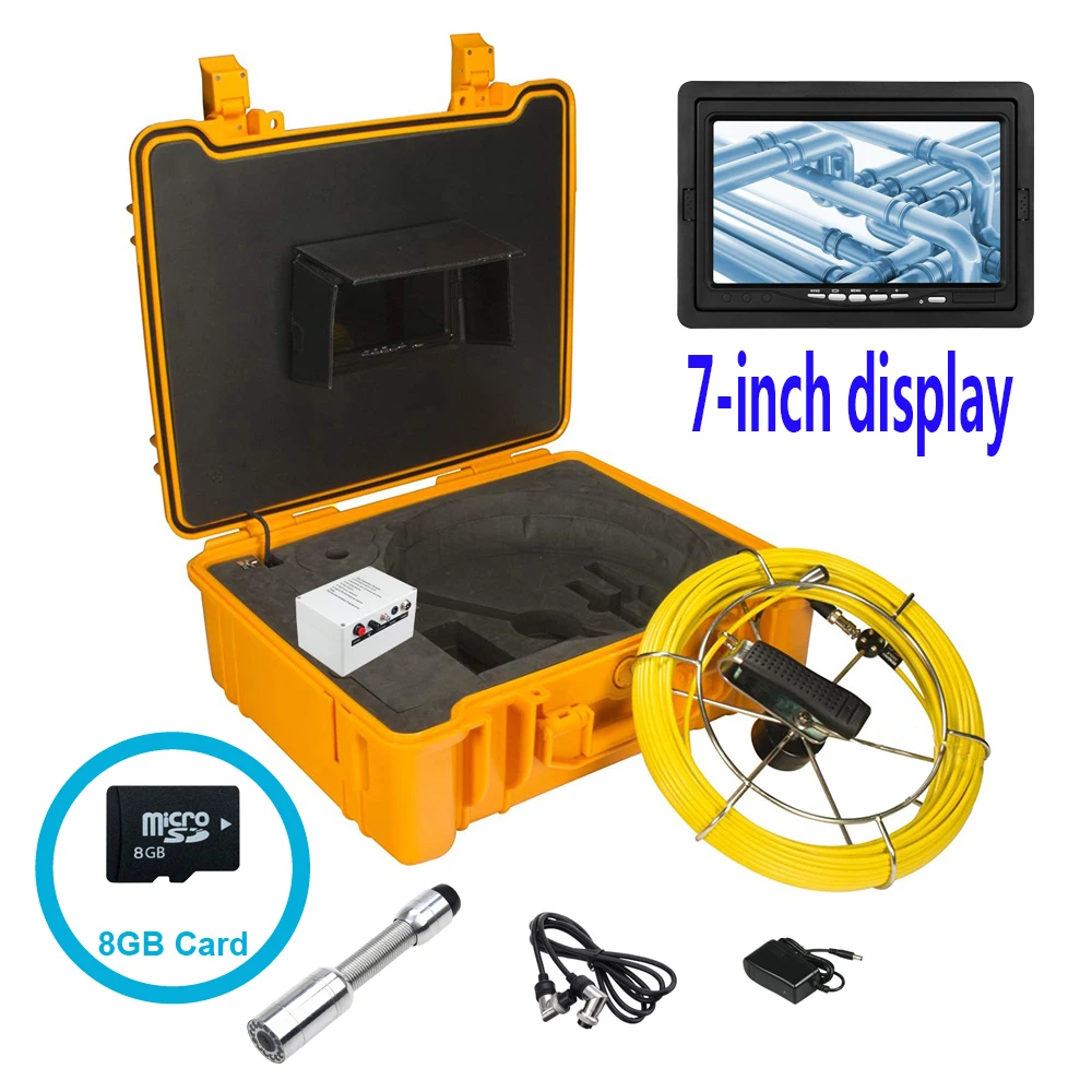 

20M Cable 7Inch LCD 23MM HD 1000TVL Lens Pipe Sewer Drain Pipeline Inspection Endoscope Camera IP68 Waterproof