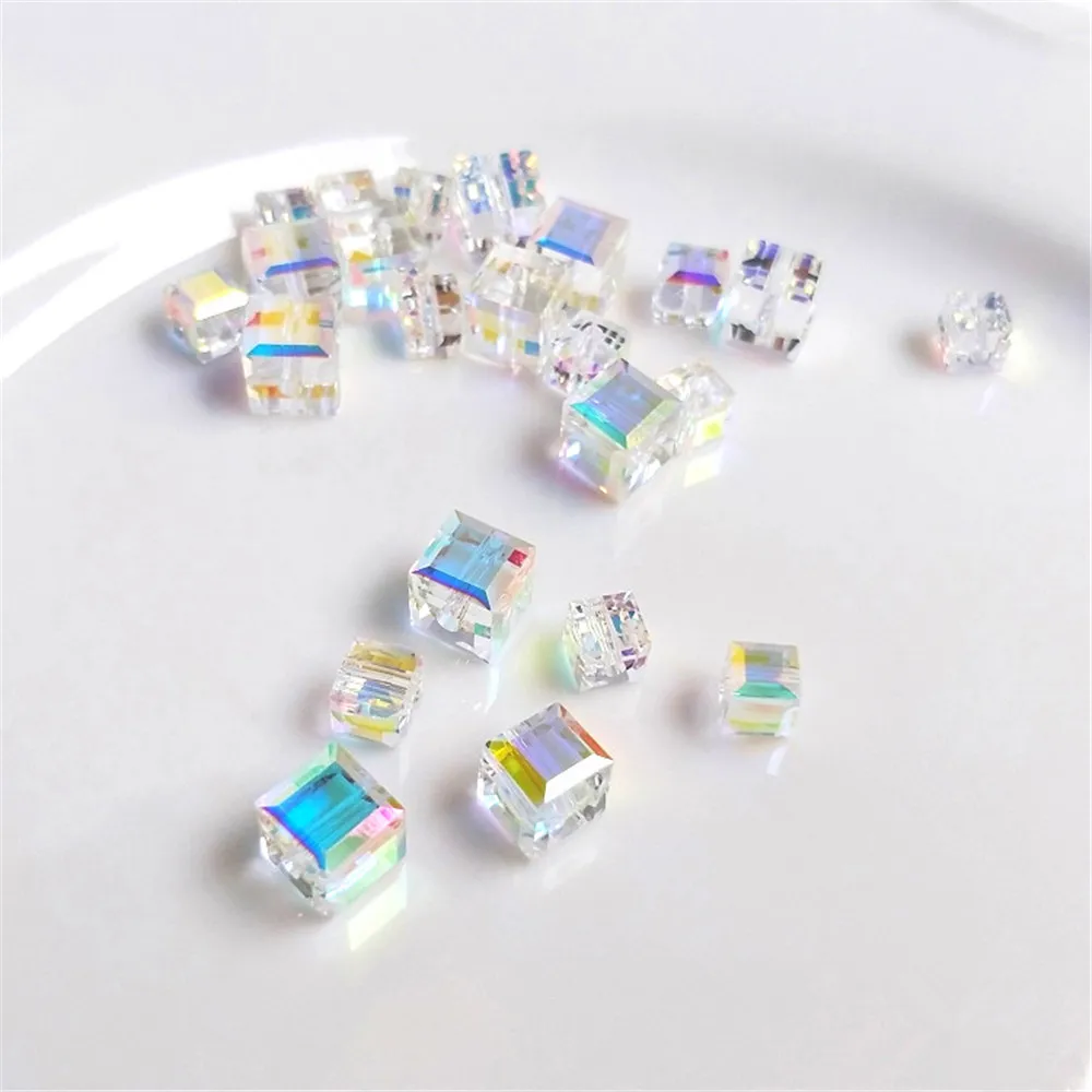 

Austrian crystal beads aurora sugar cube elements DIY earrings Magic color clavicle necklace jewelry accessories