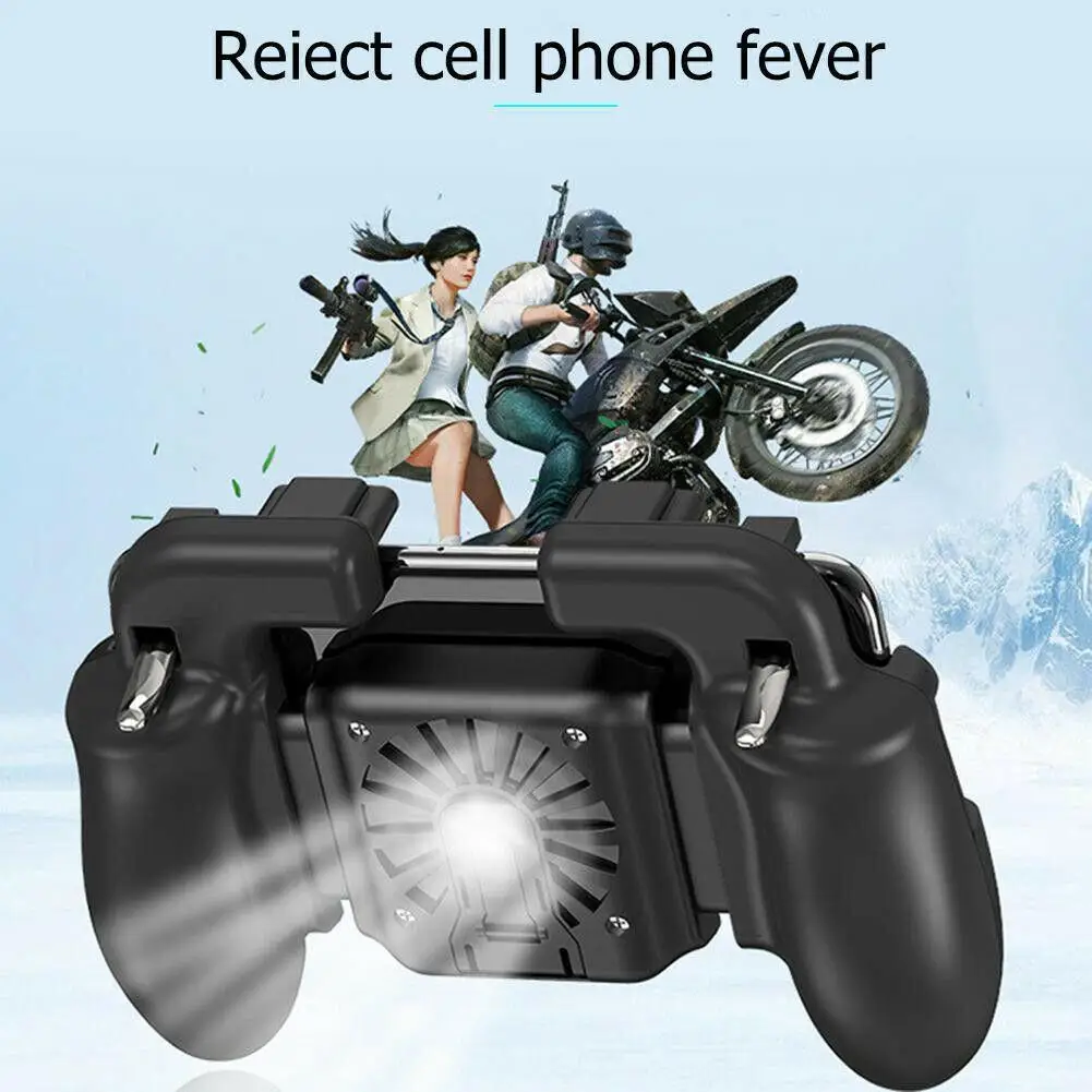 H5 Hand Grip Mobile Phone Gamepad Mobile Phone Joystick Hand Grip Fire Aim Key With Cooling Fan for Mobile Phone PUBG
