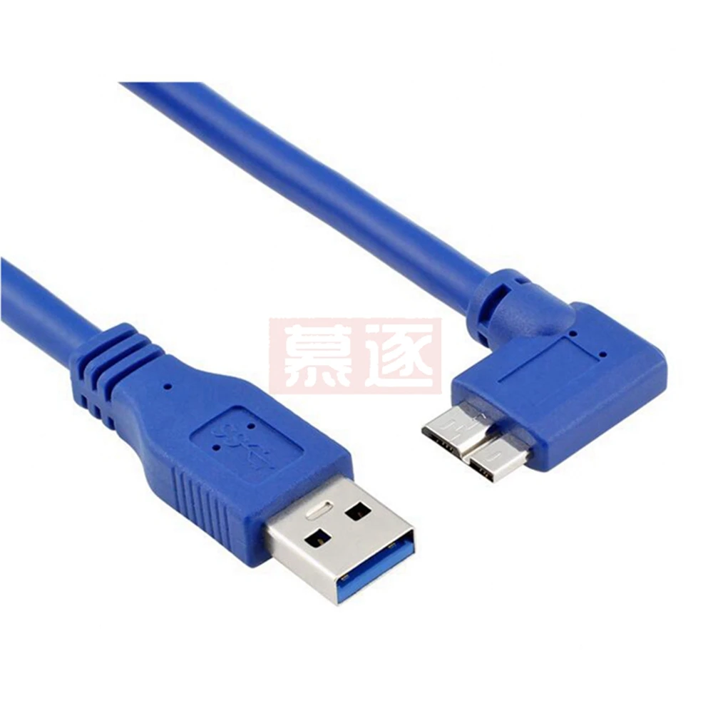 90 درجة 0.6 متر 1 متر USB 3.0 عالية السرعة إلى الزاوية اليمنى مايكرو B كابل للهاتف المحمول القرص الصلب USB 3.0 كابل خط 60 سنتيمتر/100 سنتيمتر