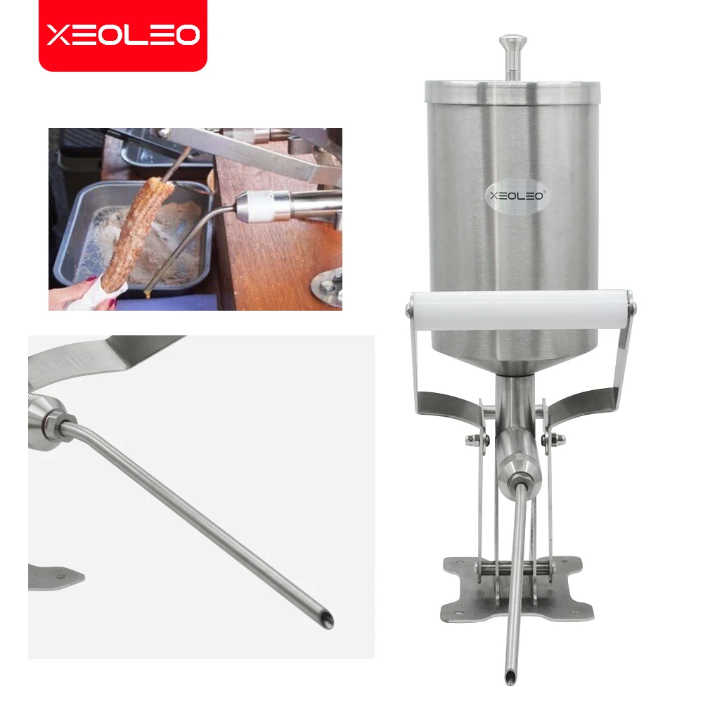 XEOLEO 2.3L Churros Filling Machine Commercial Churros Filler Churros Stuffer 304# Stainless Steel Manual Jam Filling Device