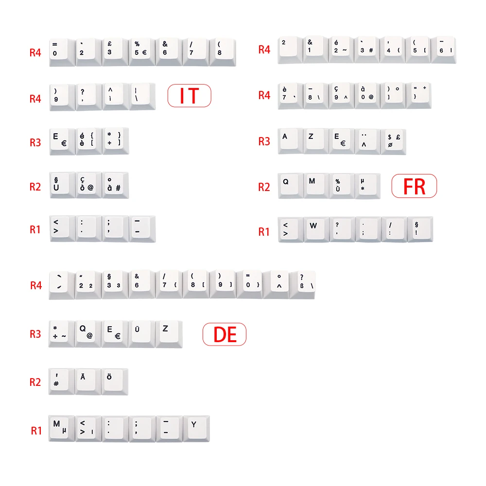 German French Italian Spain UK ISO pbt Dye Subb keycap Cherry Profile Keycaps For QWERTZ AZERTY MX Keyboard Key Cap