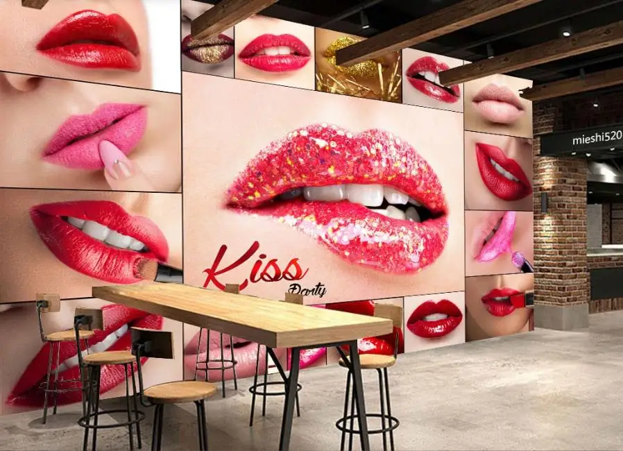 home improvement 3D Background wallpapers 3 d HD red lips wallpaper for bedroom walls Living room 3D photo wall paper mural 3d