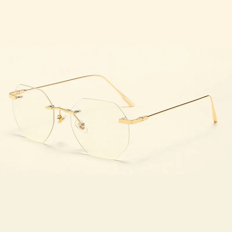 Metal Frame Glasses Rimless Eyewear Unisex Anti Blue Ray and Optical Eye Glasses New Arrival Spring Hinges Hot Selling