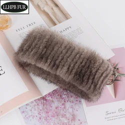 2024 New Winter Girls Real Mink Fur Headband Scarf Natural Warm Mink Fur Scarf Women Quality Knitted Elasticity Mink Fur Scarves