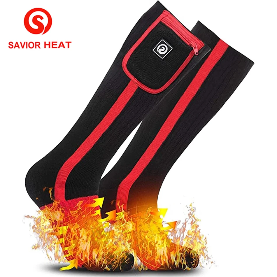 Savior 2021 New High Quality Outdoor Sports Cotton Electricity Socks Rechargeable Battery Heated Socks for Women Men