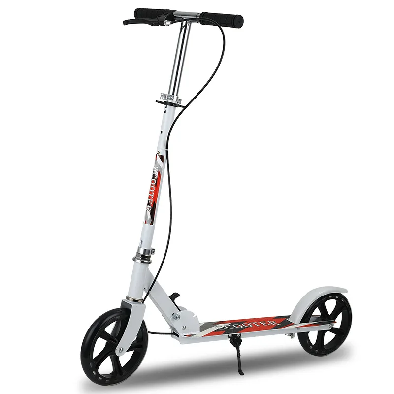 Adult handbrake scooter children and adolescents two-wheel foldable city campus lighted wheel kick scooter