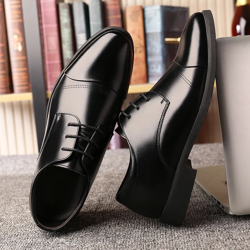 6CM Man Business Leather Shoes Men Dress Oxfords Insert Increased Men\'s Elevator Heels