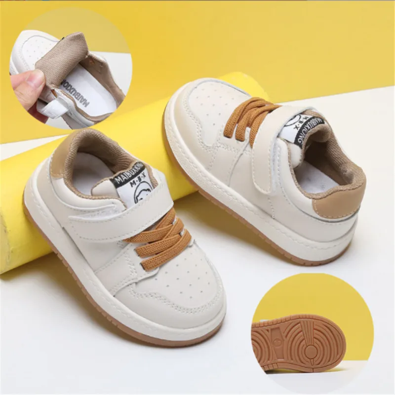 2022 New Spring Kids Shoes For Toddler Leather Soft Sole White Infant Shoes Fashion Baby Girls Boys Sneakers 15-25