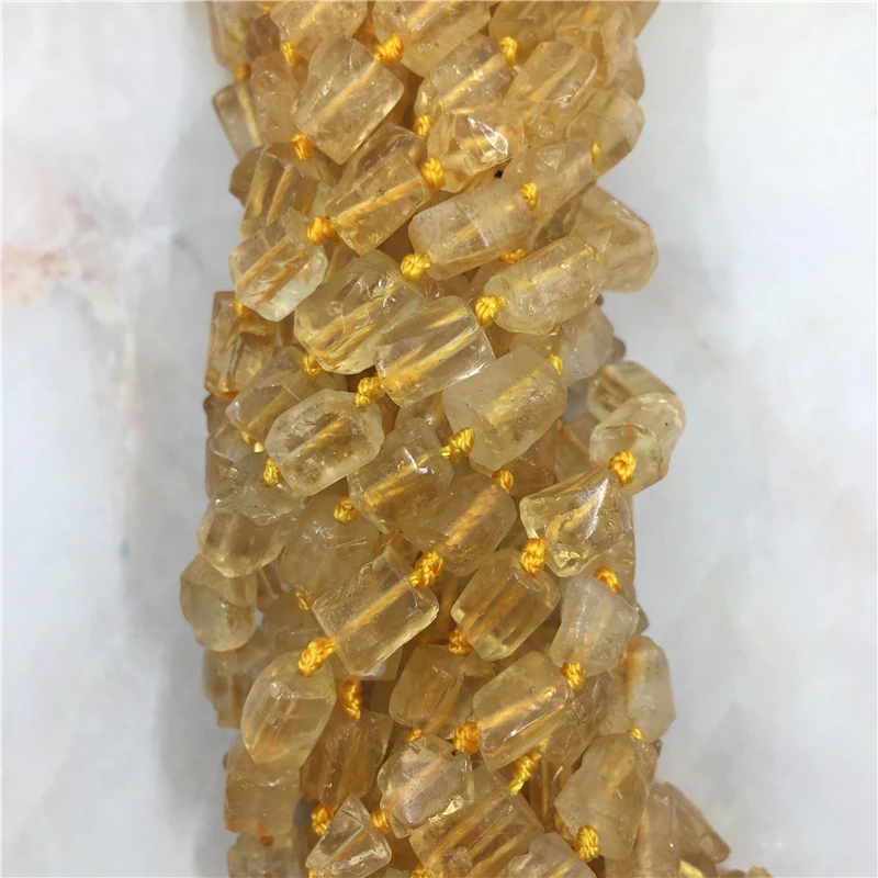 Natural Yellow Crystal Citrines Tube Beads For Necklace Bracelaet Making DG0003