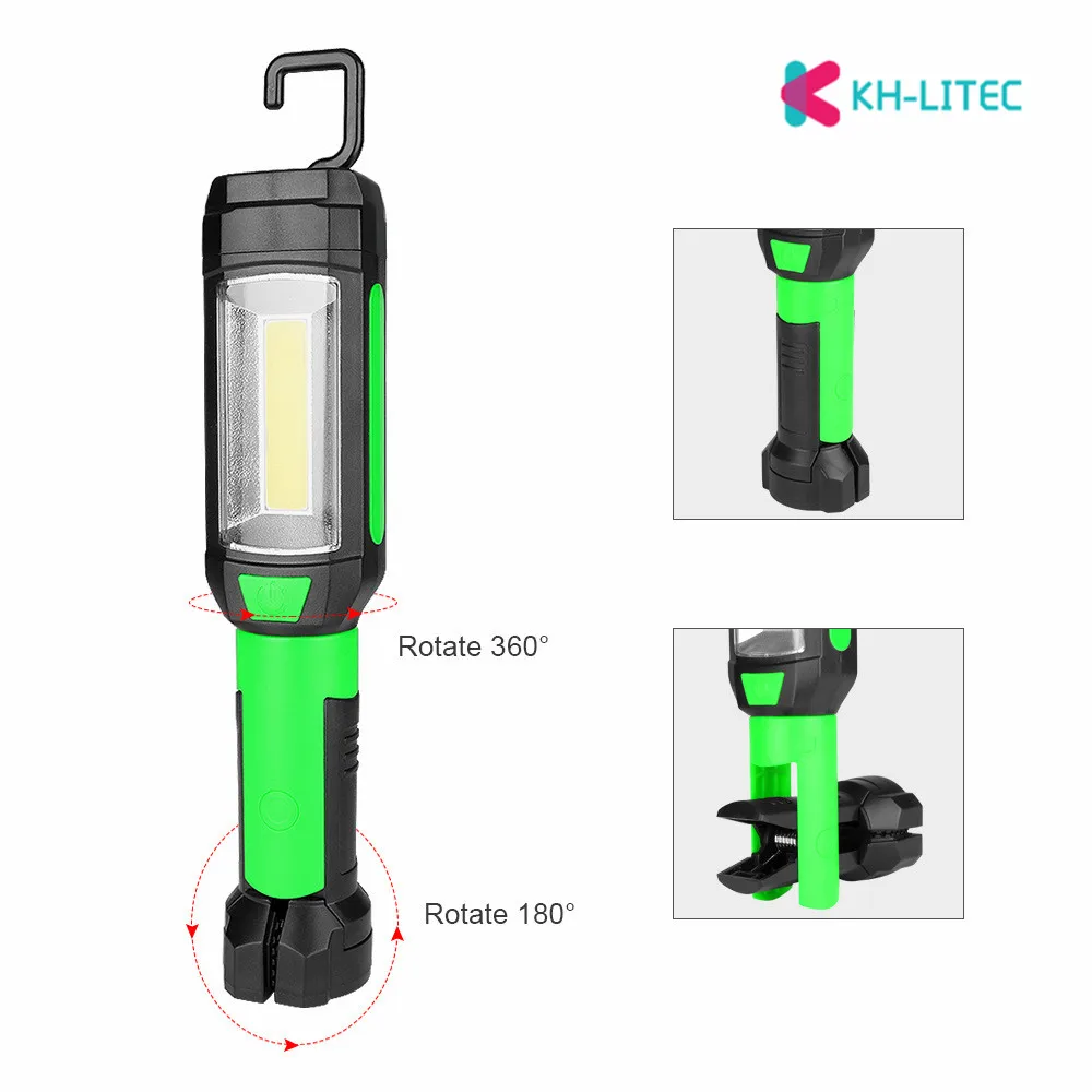 3800LM COB LED Portable Spotlight Magnetic Working Lights Flashlight Torch Power by 3*AAA Battery Hook Lamp For Outdoor Camping