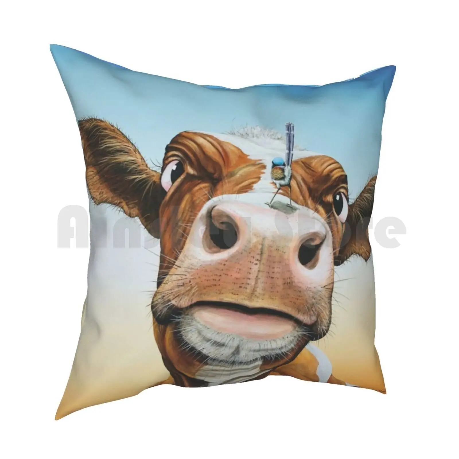 Fearless! Pillow Case Printed Home Soft Throw Pillow John Murray Cows Outback Outback Art Cow Paintings Outback Scenes