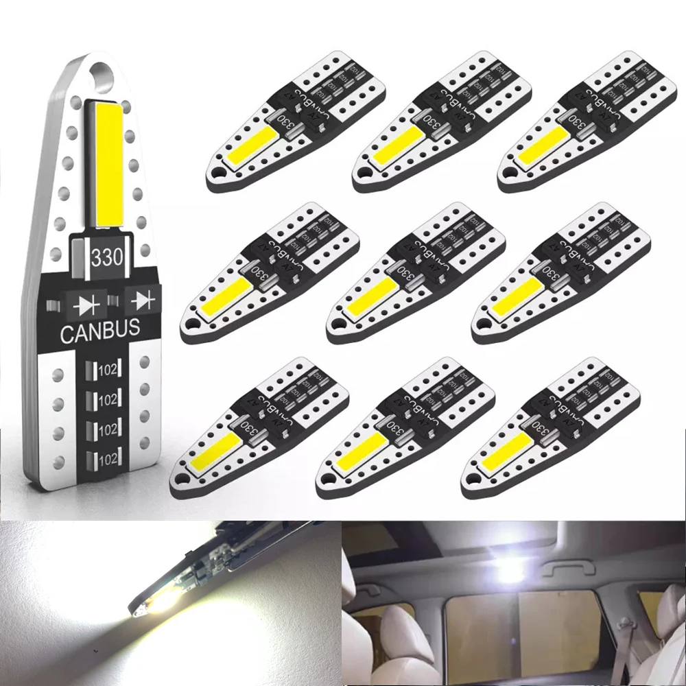 

10x T10 Led CANBUS W5W светодиодные внутренние автомобильные огни без ошибок дверь багажника Лампа 194 168 Габаритные парковочные огни 6000K белый 12 В