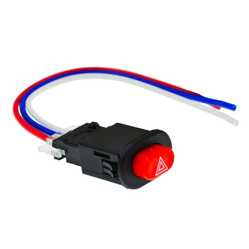 New motorcycle electric car modified double flash switch Scooter warning switch Red Button Double jump switch with 11cm cable