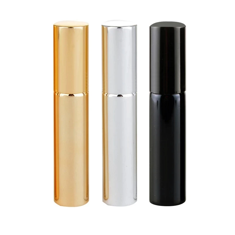 

50pcs/lot 10ml Portable UV Glass Refillable Perfume Bottle With Aluminum Atomizer Spray Bottles Sample Empty Containers