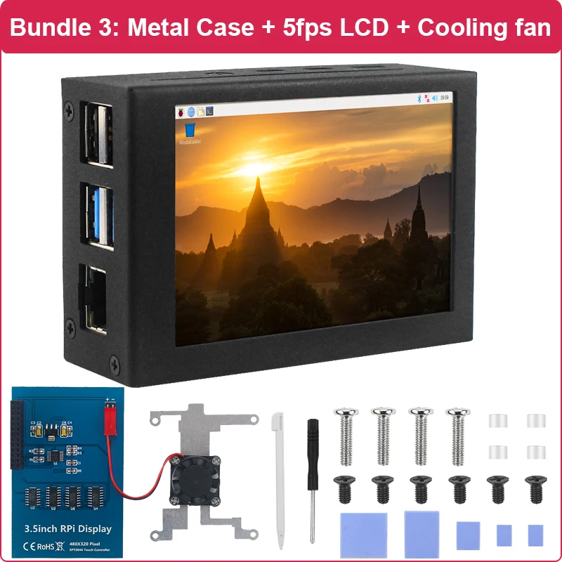 3.5 Inch Raspberry Pi 4 Display 5 50 Fps 480X320 Pixels Touchscreen Monitor Metal Case Aluminium Shell voor Raspberry Pi Model B