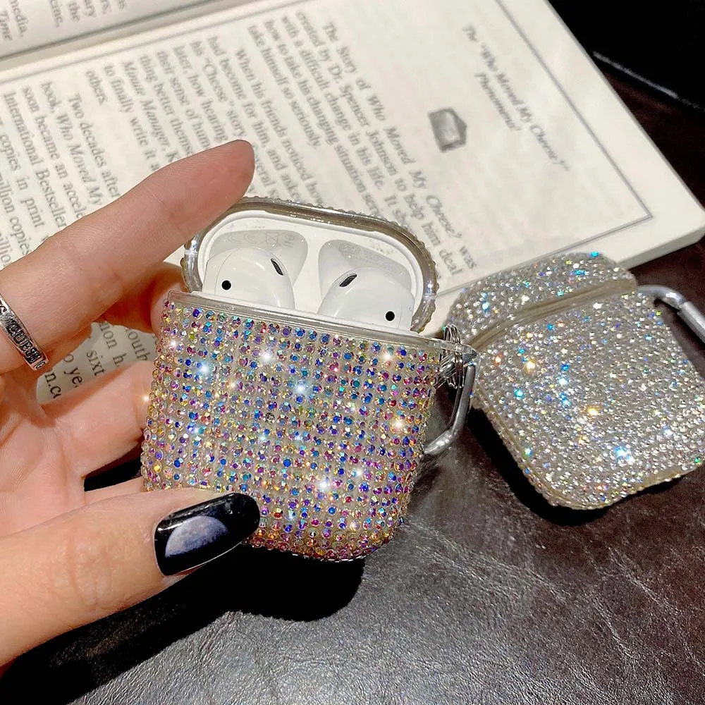 Sang Trọng 3D Dễ Thương Bling Kim Cương Không Dây Tai Nghe Bluetooth Chụp Tai Phụ Kiện Ốp Lưng Cứng Rung 2 1 Bảo Vệ Sạc Túi