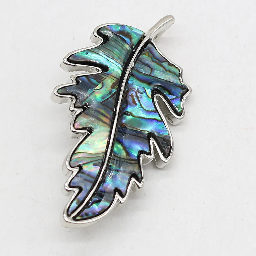 New Natural Alloy Mother of Pearl Abalone Shell Brooch Leaf Shape Charms Pins Unisex Jewelry Gift DIY Pendant Necklace Brooches