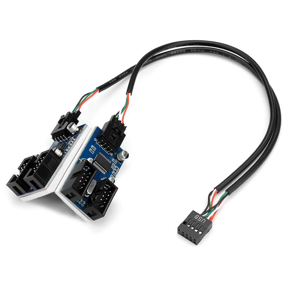 30Cm Usb 9 Pin Interface Header Moederbord Extension Splitter 1 2/4 Kabel Desktop USB2.0 Hub Connectors Adapter Poort