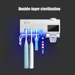 Automatic Toothpaste Solar Energy UV Toothbrush Holder Wall Toothbrush Sterilizer Dispenser Squeezers Bathroom Accessories