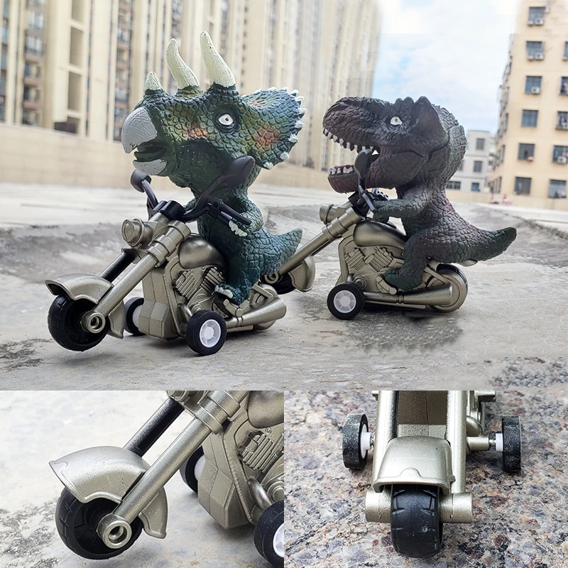 New Creative Dinosaur Toy Cars Friction Powered Dinosaur Motorcycle Jurassic Dino Pull Back Car Toys