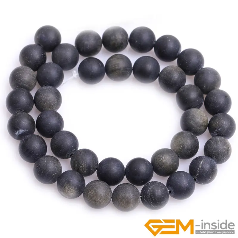 Natural Stone Golden Obsidian Frosted Matte Unpolished Round Loose Spacer Accessorries Beads For Jewelry Making Strand 15 inch