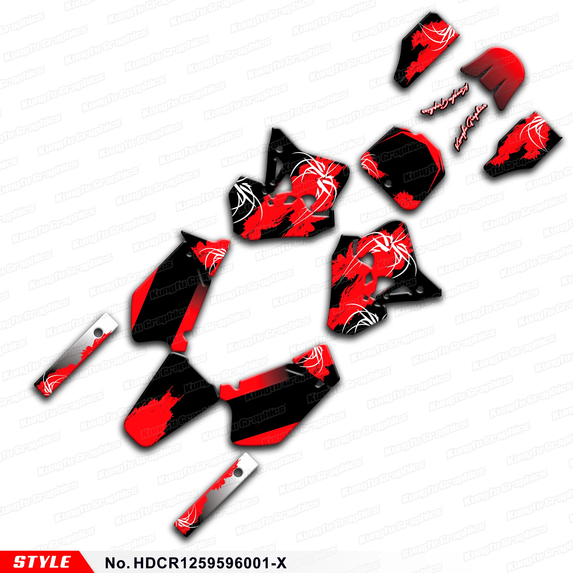 

Aftermarket Motocross Stickers MX Graphics Off-road Dirt Bike Decals for Honda CR125 CR250 1995 1996, Style No. HDCR1259596001-X