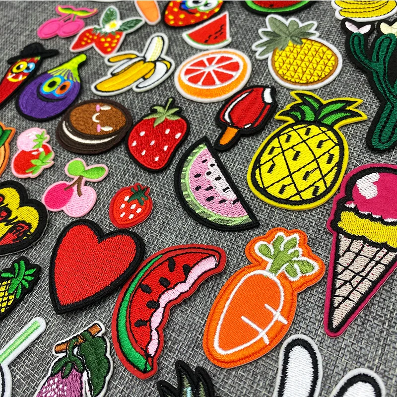 41pcs/lot Cute Fruit Patch for Clothing Iron on Embroidery Sewing Applique Patches Sew on Fabric Badge DIY Apparel Accessories