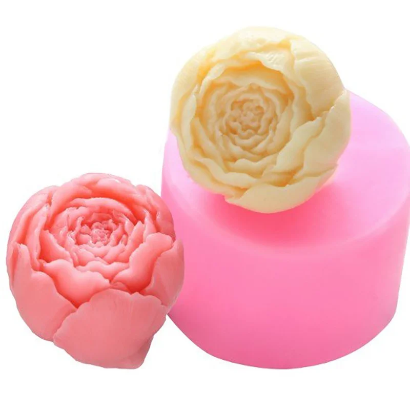 Handmade DIY Mold Aromatherapy Candle Silicone Mold Aromatherapy Candle Mold 3D Peony Handmade Soap Model Plaster Mold