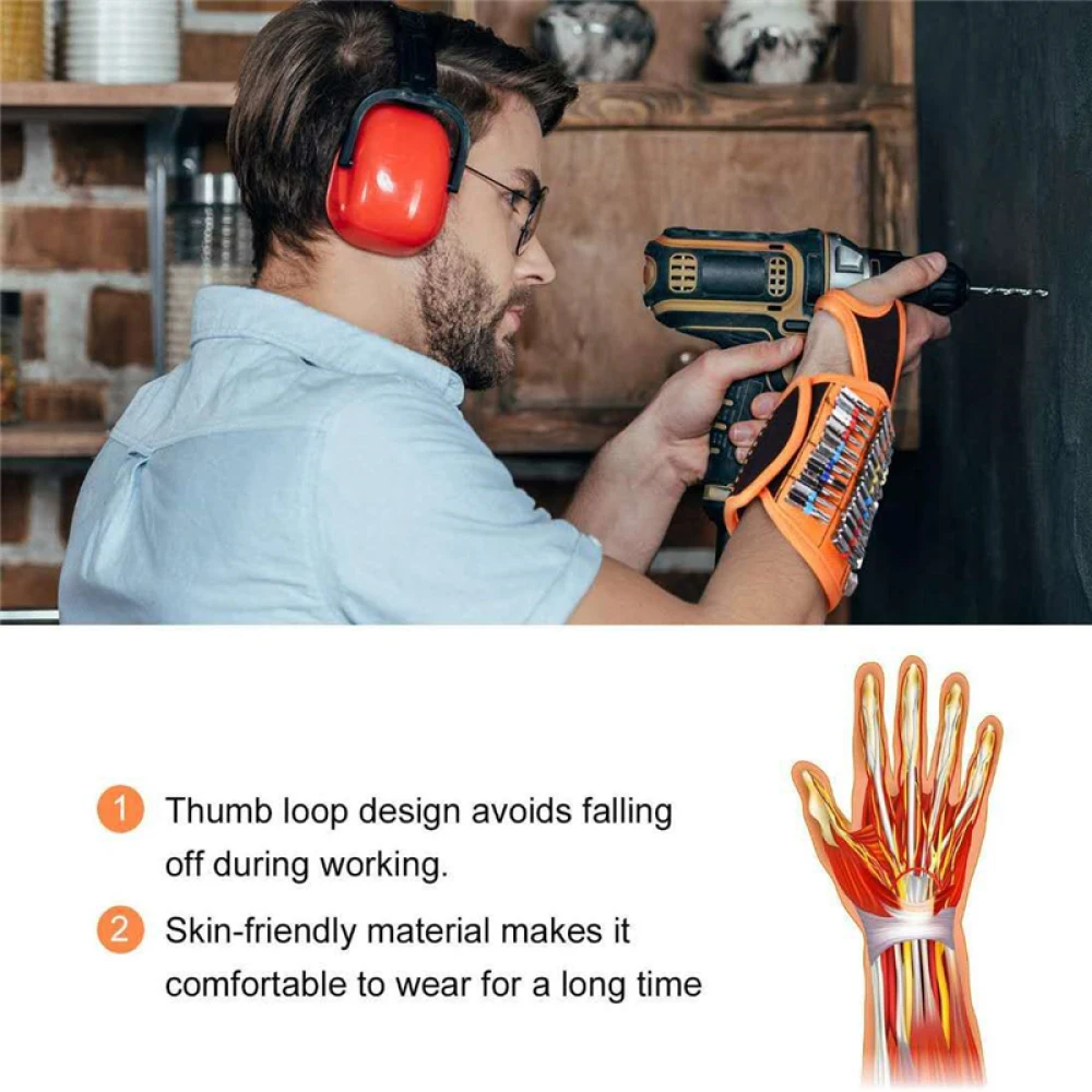 16 Magnetic WristBand Tools Bag Portable Strong Magnets Electrician Tool Storage Belt Screws Drill Holder Organize Repair Tools