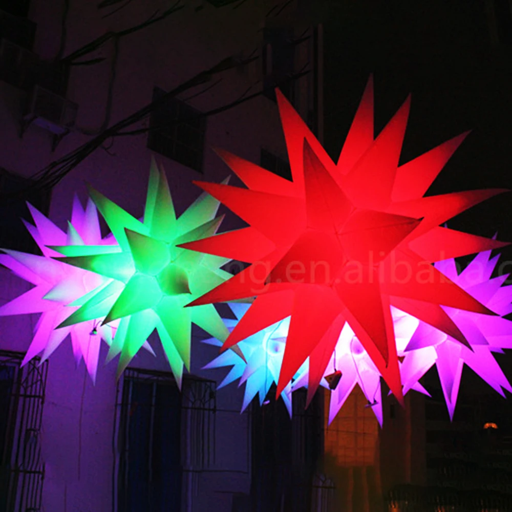 1.5m/2m Dia  31 spikers Giant decoration Inflatable Star with Light  PVC  hanging led light star for Party ,Wedding , Event