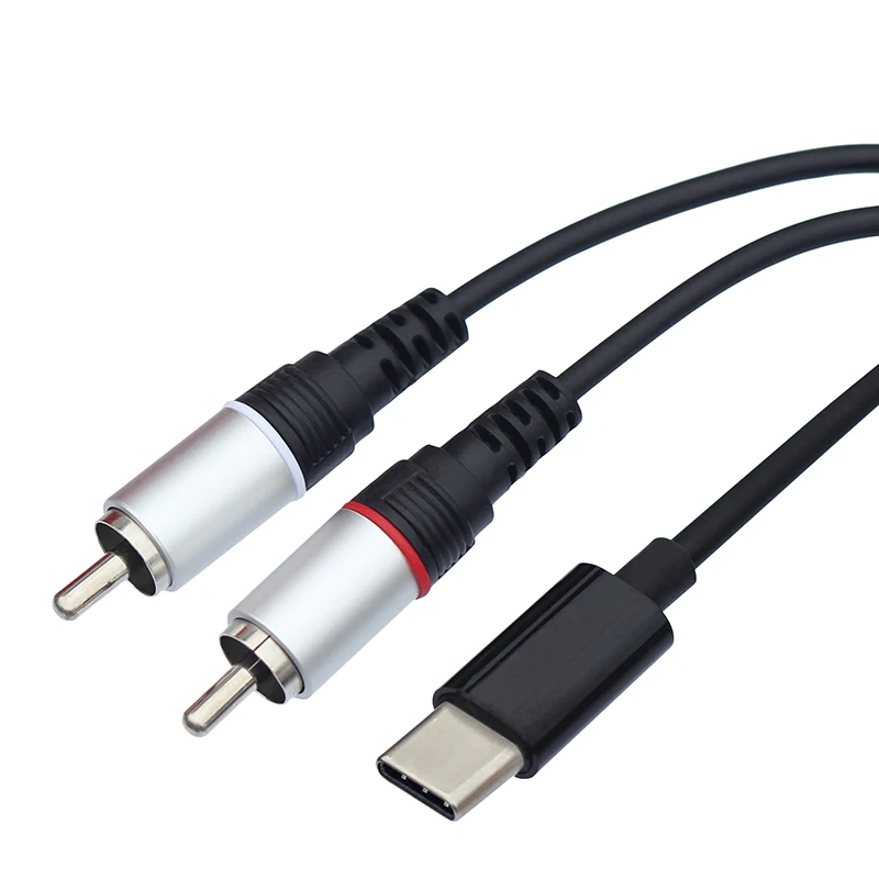 

USB C Type-C штекер к 2 RCA штекер стерео HiFi аудио кабель для мобильного телефона ноутбука тв динамиков коробка 1 м