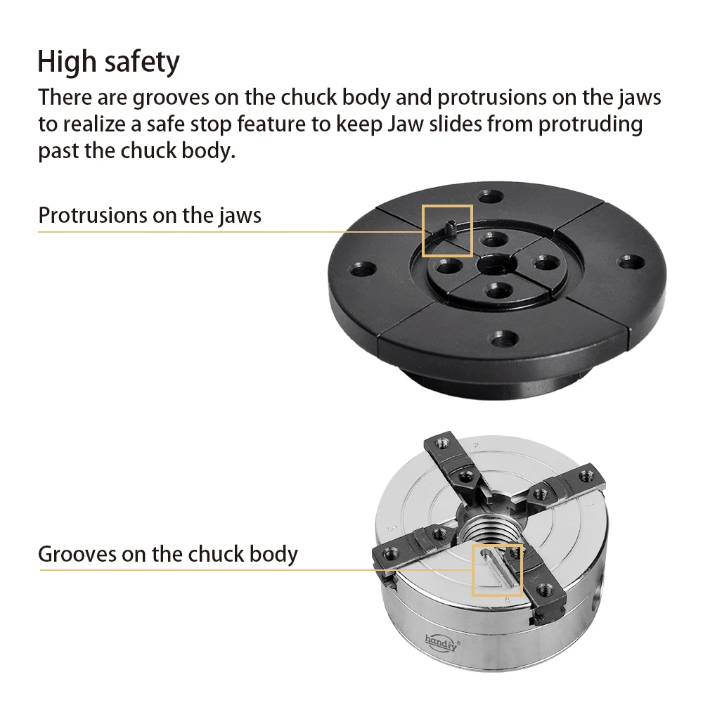 3.5 Inch Wood Turning Chuck Thread 1″X 8TPI or M33x3.5 Woodworking Lathe Accessory 10 Types Optional High Tensile Steel Jaws