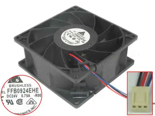 

Delta Electronics FFB0924EHE R00 DC 24V 0.75A 90x90x38mm38mm 3-Wire Server Cooling Fan