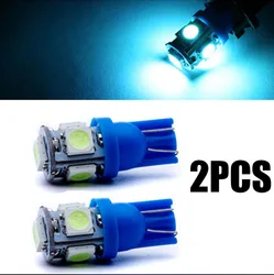 2pcs Ice blue T10 Wedge 5 SMD 5050 LED Light bulbs W5W 2825 158 192 168 194