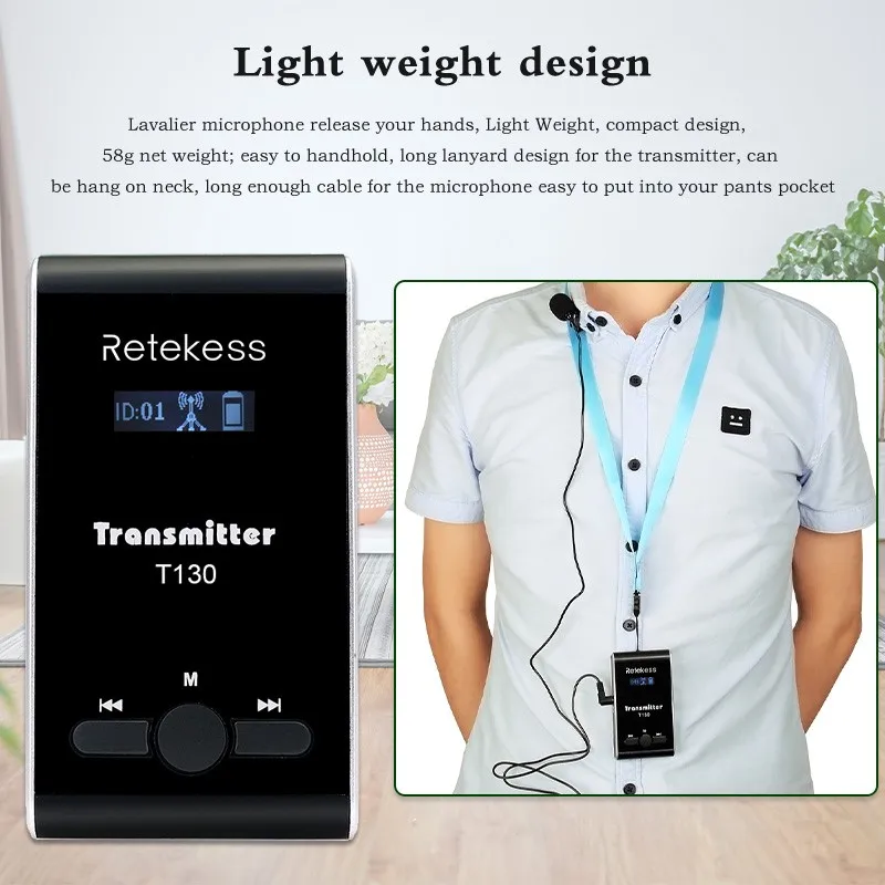 Retekess T130 Whisper Drahtloser Tourguide-Audio-Guide-Sender für Simultanübersetzung bei Ausflügen und Dolmetschungen bei Meetings – Detail 7