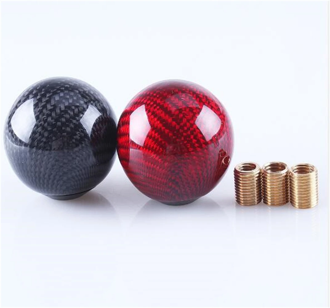 Universal Car Carbon Fiber Ball Stripe Gear Shift Knob AT MT Shifter Lever Automobile Accessories Fit For Honda Toyota Nissan