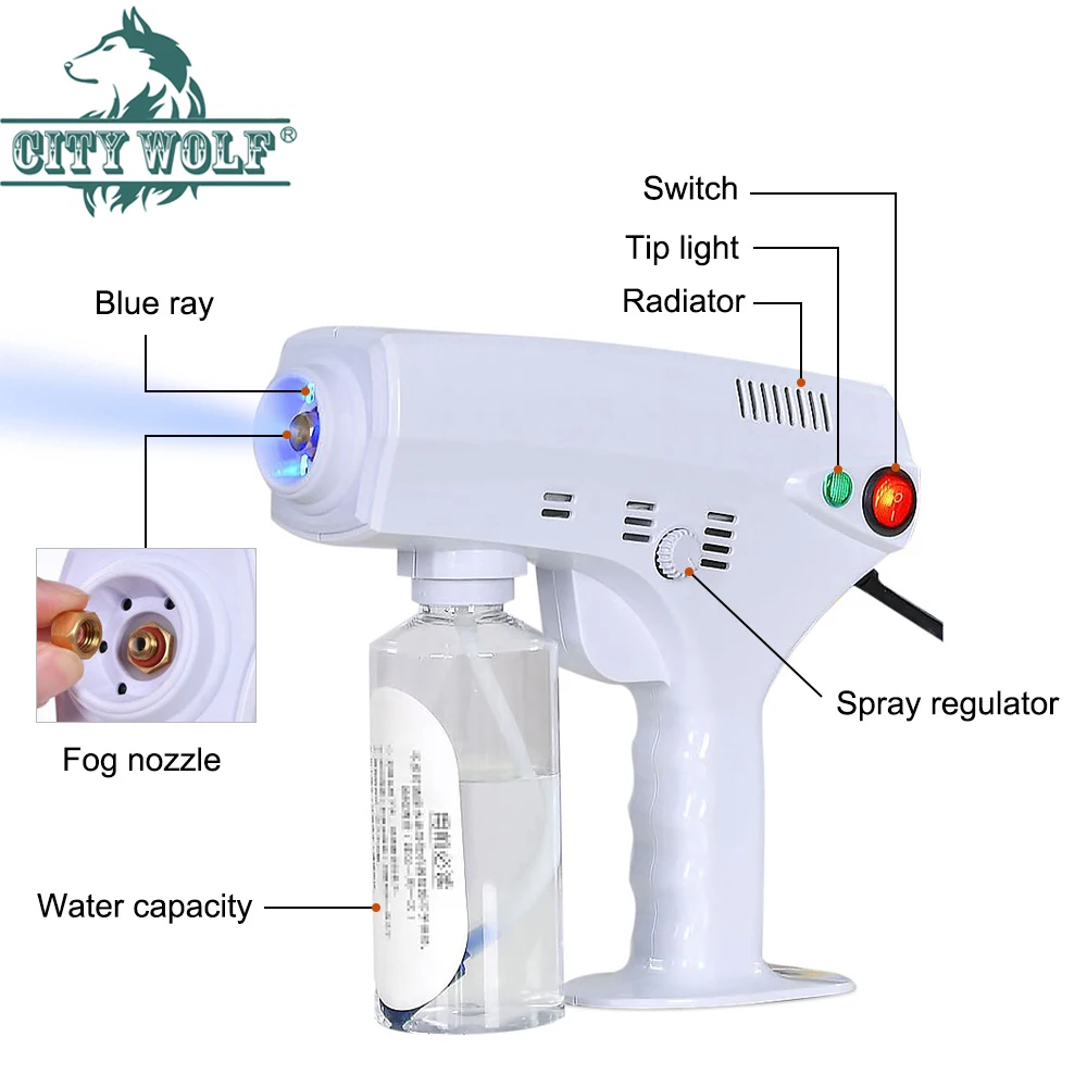 Nano pistola de pulverización de vapor, pistola de desinfección con 84 pulverizadores de desinfección, atomizador de desinfección para cabello, 110v220v, enchufe UE/EE. UU.