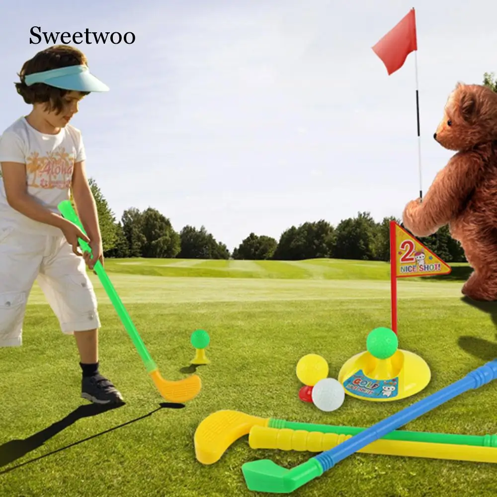SWEETWOO Hot Selling 1 Set Multicolor Plastic Golf Toys For Children Outdoor Backyard Sport Game