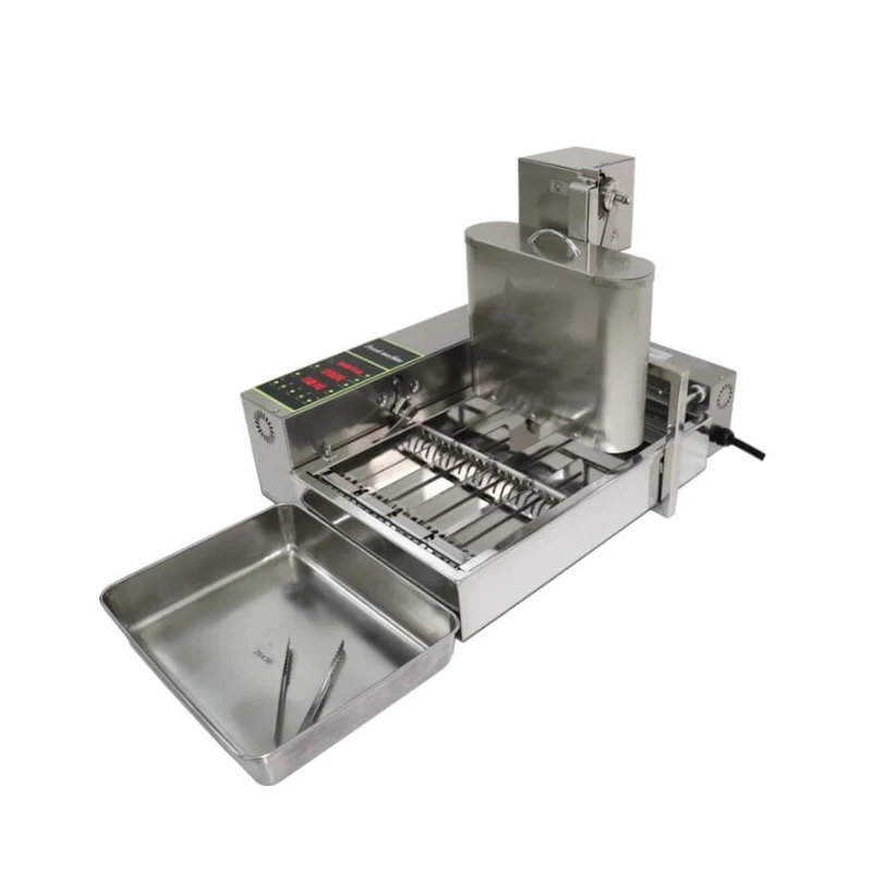 Four-Row Electric Heating Donut Machine Commercial Stainless Steel Multi-function Automatic Doughnut Fryer Machine