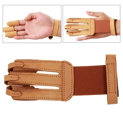 Single Archery 3 Finger Glove Protection Gear Leather Finger Guard Protector