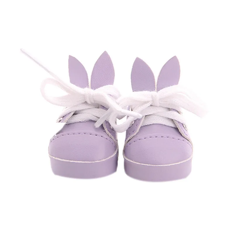 5Cm Doll Shoes Purple Rabbit Ear Convas Lace-up Shoes For 14.5 Inch American Doll For Girls,36Cm Paola,Generation,Birthday Gift