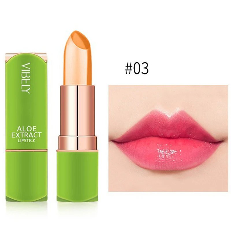 1PC Aloe Vera Color Changing Jelly Lipstick Is Not Easy To Fade Lipstick Lasting Hydrating Moisturizing Color Lip Balm Cosmetic