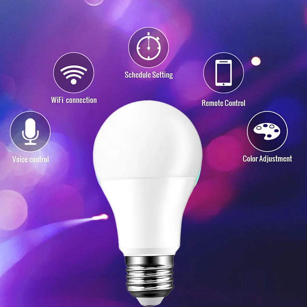 Smart LED Bulb Intelligent WiFi Light Bulb RGB W Dimmable Smartphone App Voice Control - B22