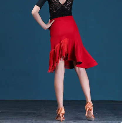 Meisje Zwart/Rode Hoge Taille Latin Dance Rok Stage Dance Kostuum meisje Tango Salsa Rumba Latin Dance Shorts Culottes