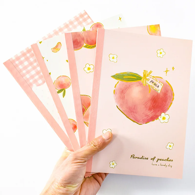 Kawaii girl heart peach saying A5 hot stamping notebook horizontal line inside page cute notepad Kawaii learning office supplies