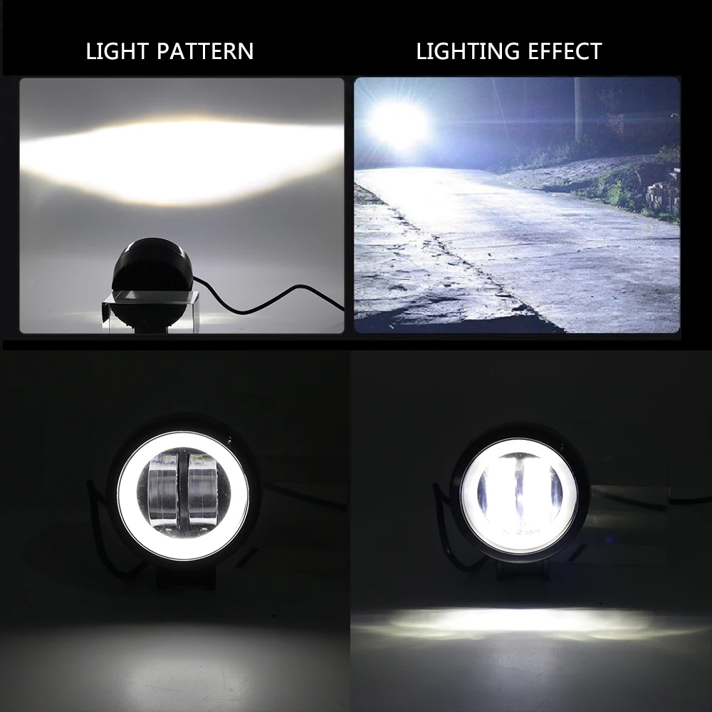 LED Fog Lamp Driving Daytime Off road Led Light Headlight 3\'\' 20W Motorcycle Halo Lamps ForATV 12V 24V SUV Worklight Beams