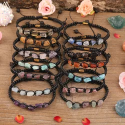 Natural Black Tourmaline Chip Beads Knotted Braided Bracelets Women Adjustable Amethyst Bracelet Dropship