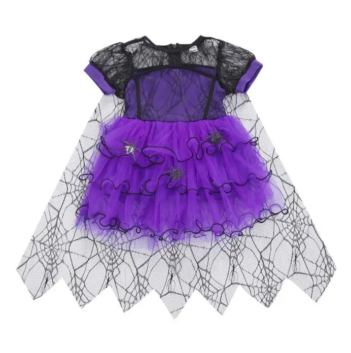 Toddler Baby Girls Halloween Costume Cute Spider Web Tulle Cloak Dress Party Princess Dresses Clothes