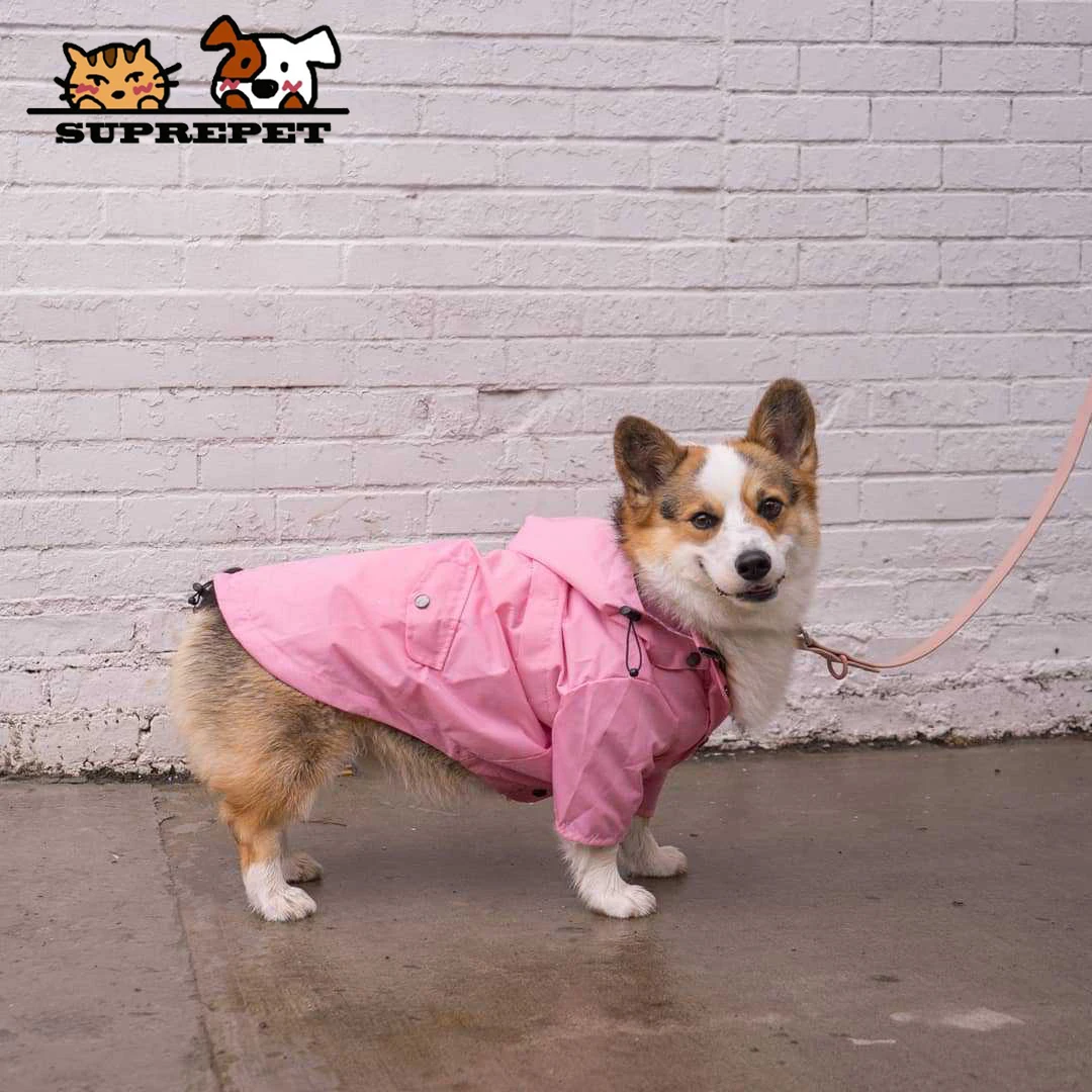 

SUPREPET Waterproof Dog Clothes Autumn Windproof Fashion Rainproof Pet Jacket Retro Thicken Sports Hoodie Coat Breathable Suit